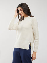 LivSoft Rib Knit High Neck Sweater - Off White