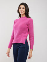 LivSoft Rib Knit High Neck Sweater - Pink