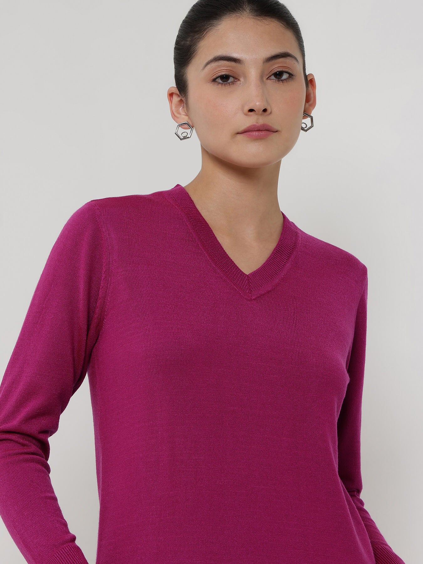 LivSoft V-Neck Sweater - Magenta