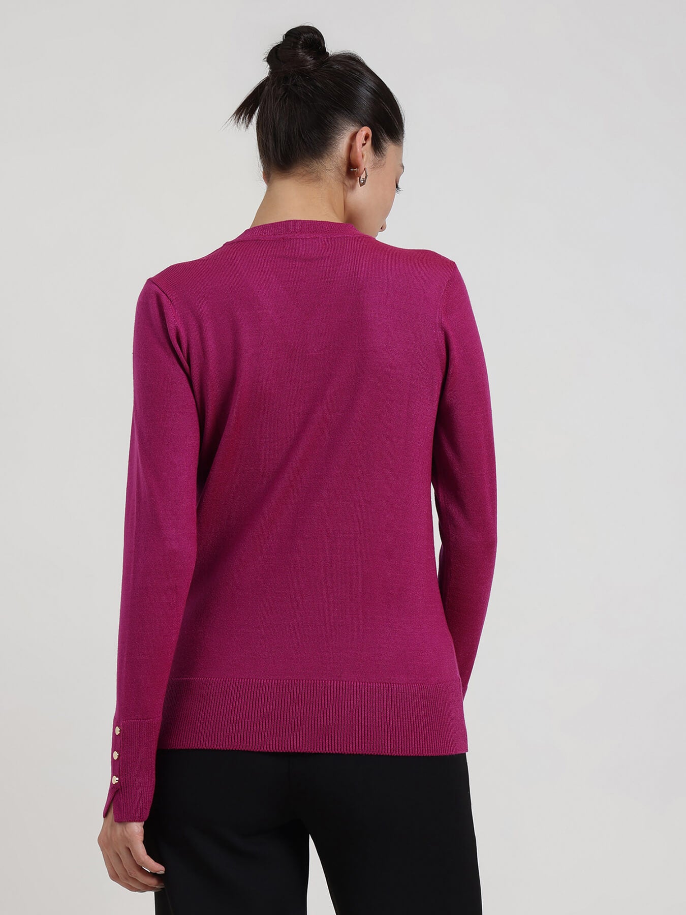 LivSoft V-Neck Sweater - Magenta