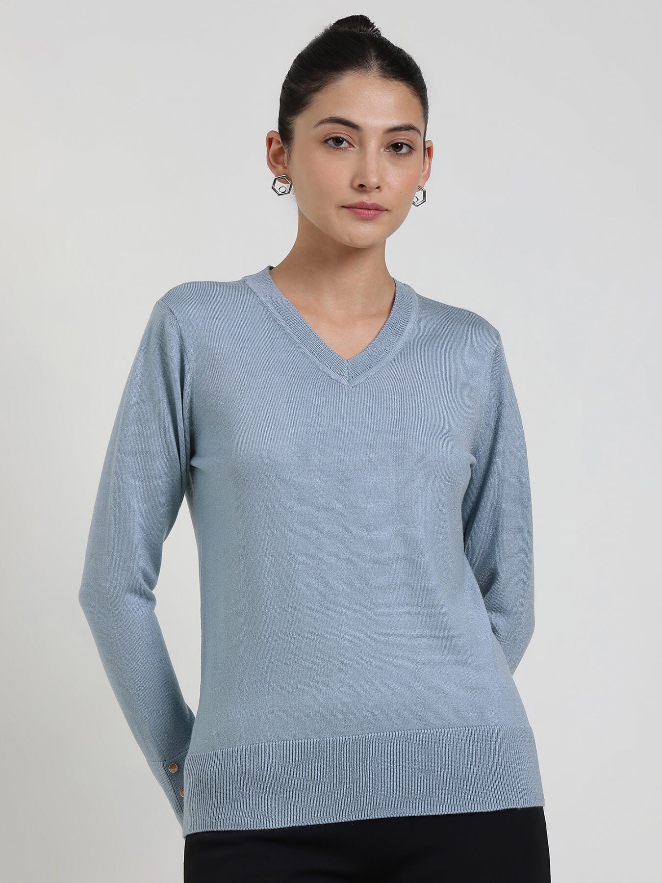 LivSoft V-Neck Sweater - Light Blue