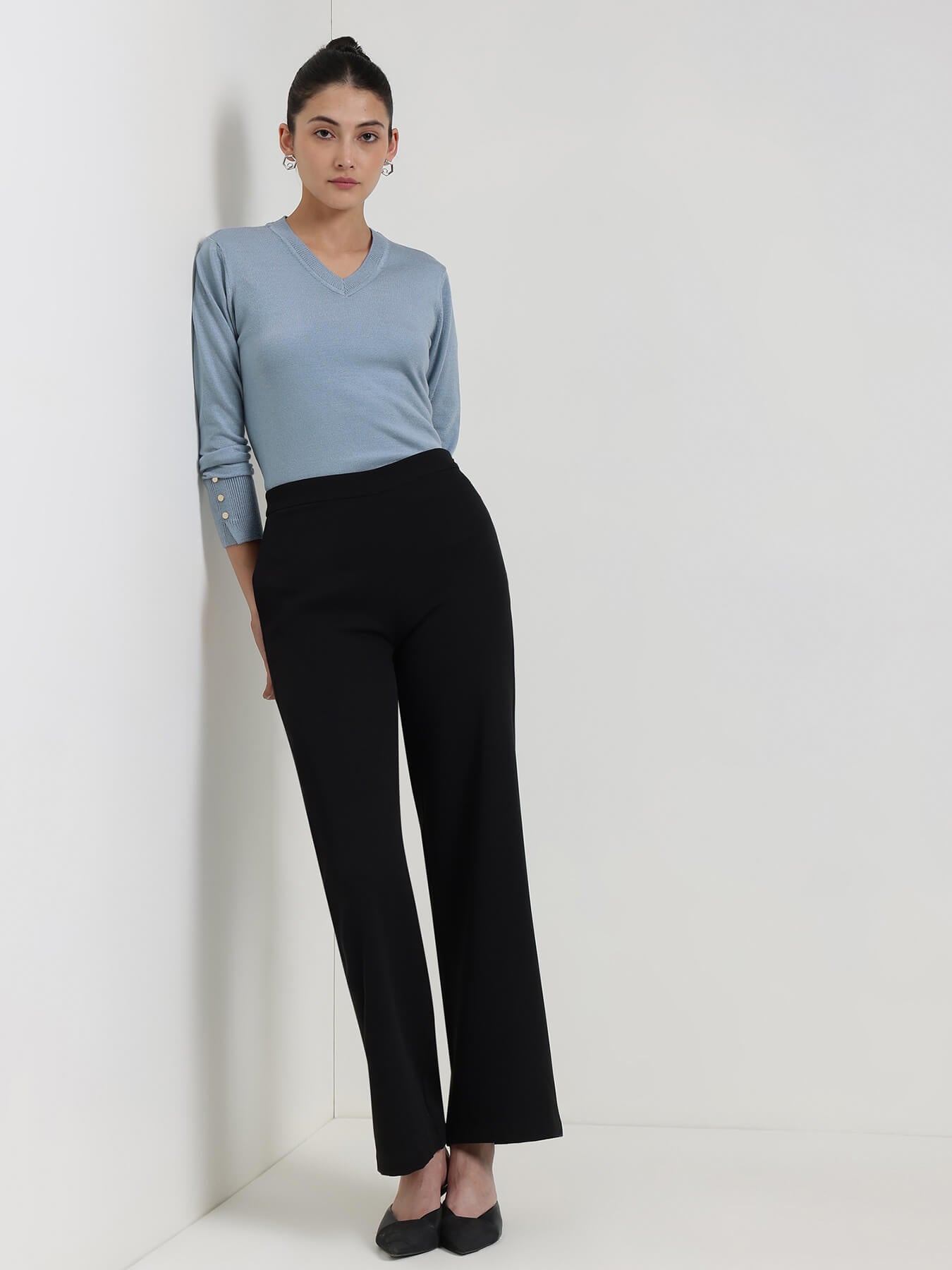 LivSoft V-Neck Sweater - Light Blue