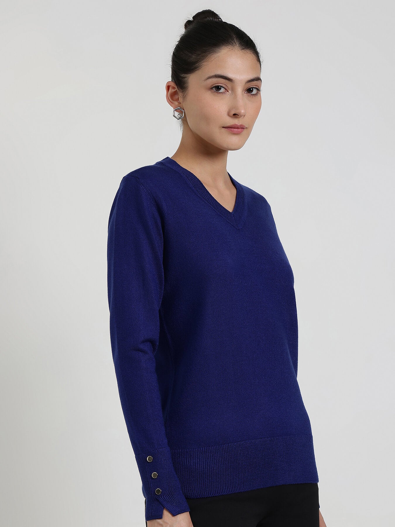 LivSoft V-Neck Sweater - Navy Blue