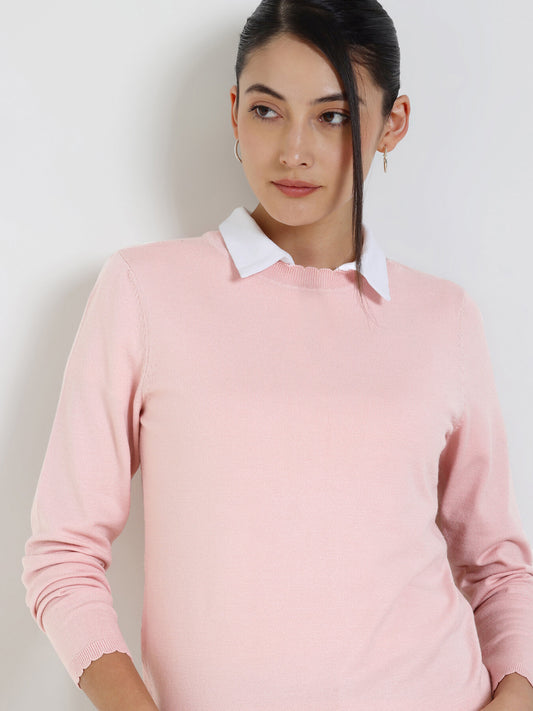 Ultra LivSoft Round Neck Sweater - Pink