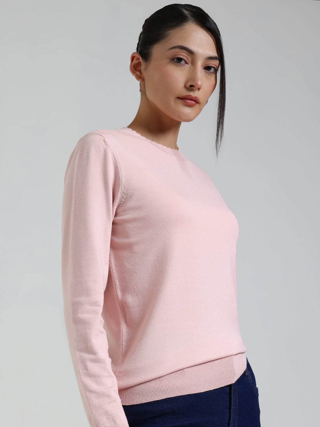 Ultra LivSoft Round Neck Sweater - Pink