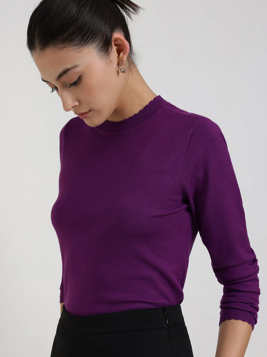 LivSoft Round Neck Sweater - Purple