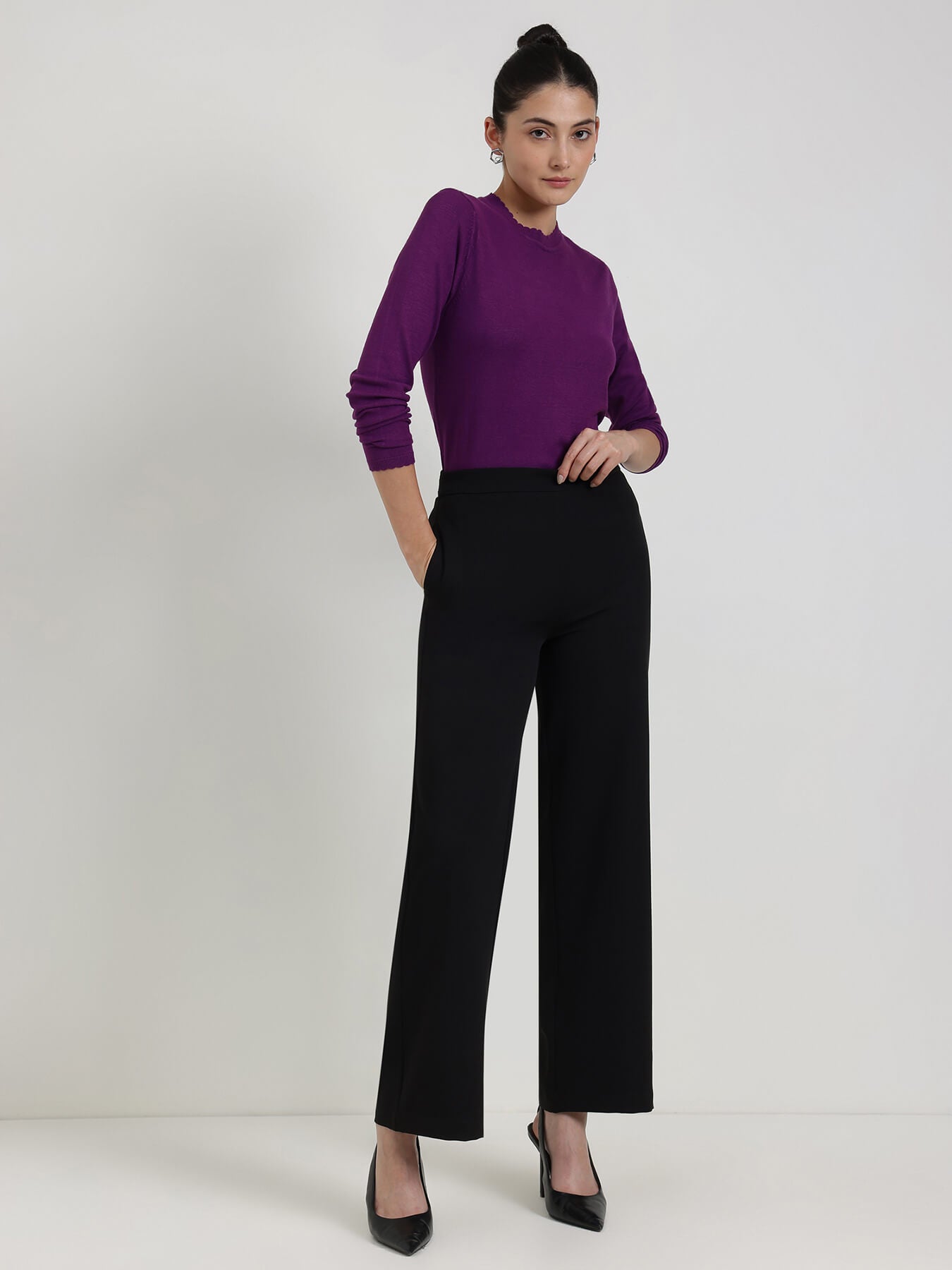 LivSoft Round Neck Sweater - Purple