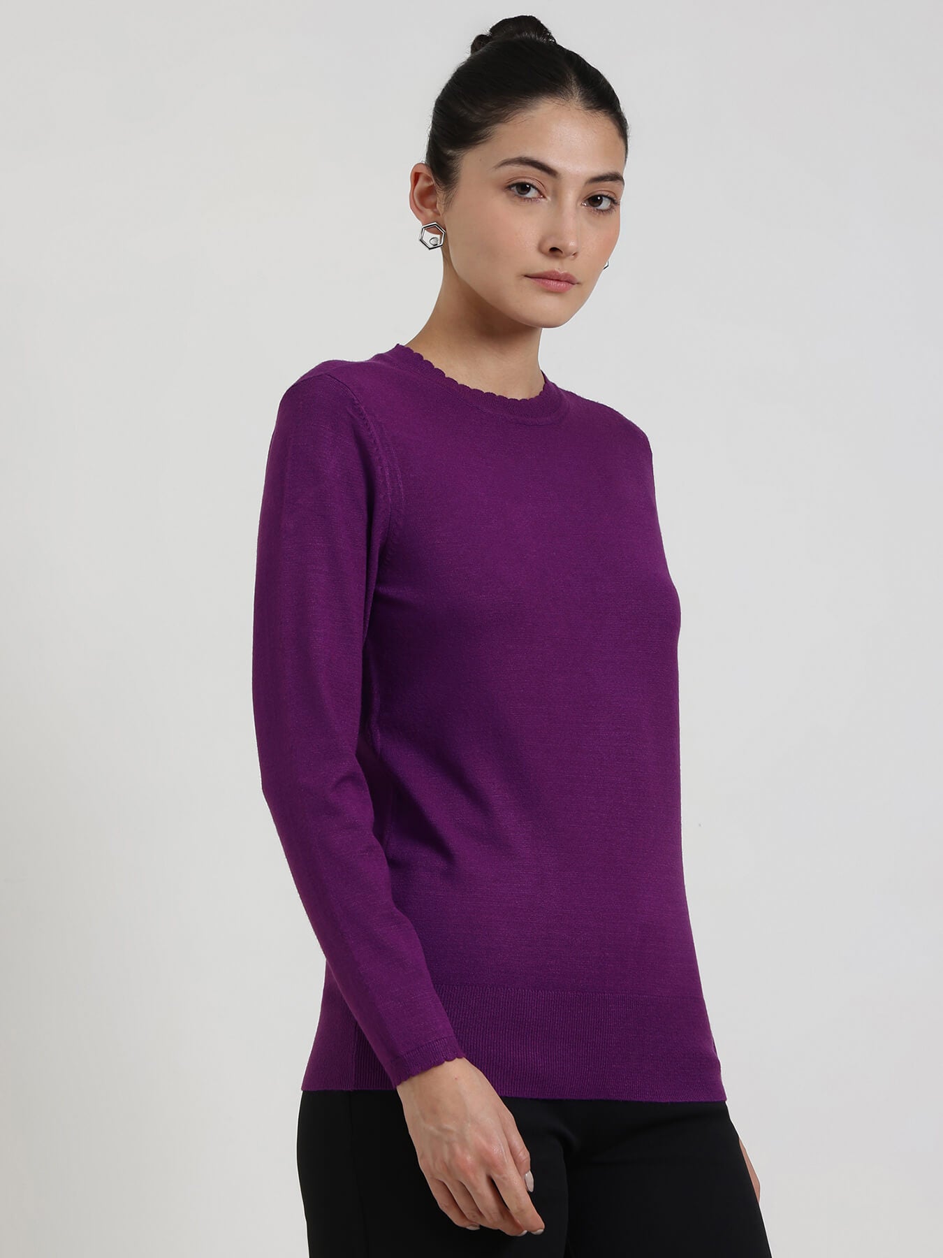 LivSoft Round Neck Sweater - Purple