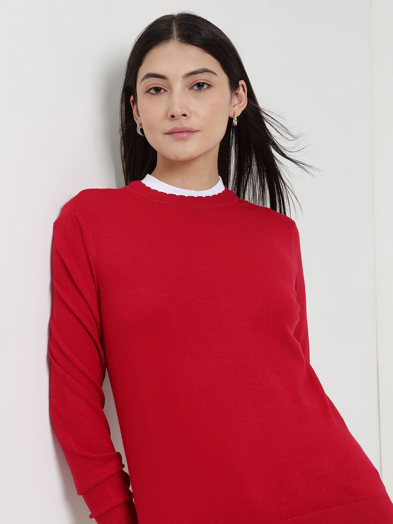 LivSoft Round Neck Sweater - Red