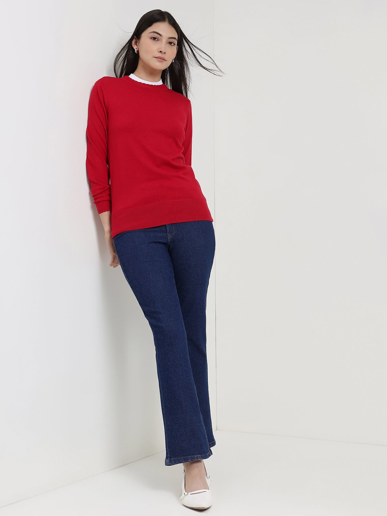 LivSoft Round Neck Sweater - Red