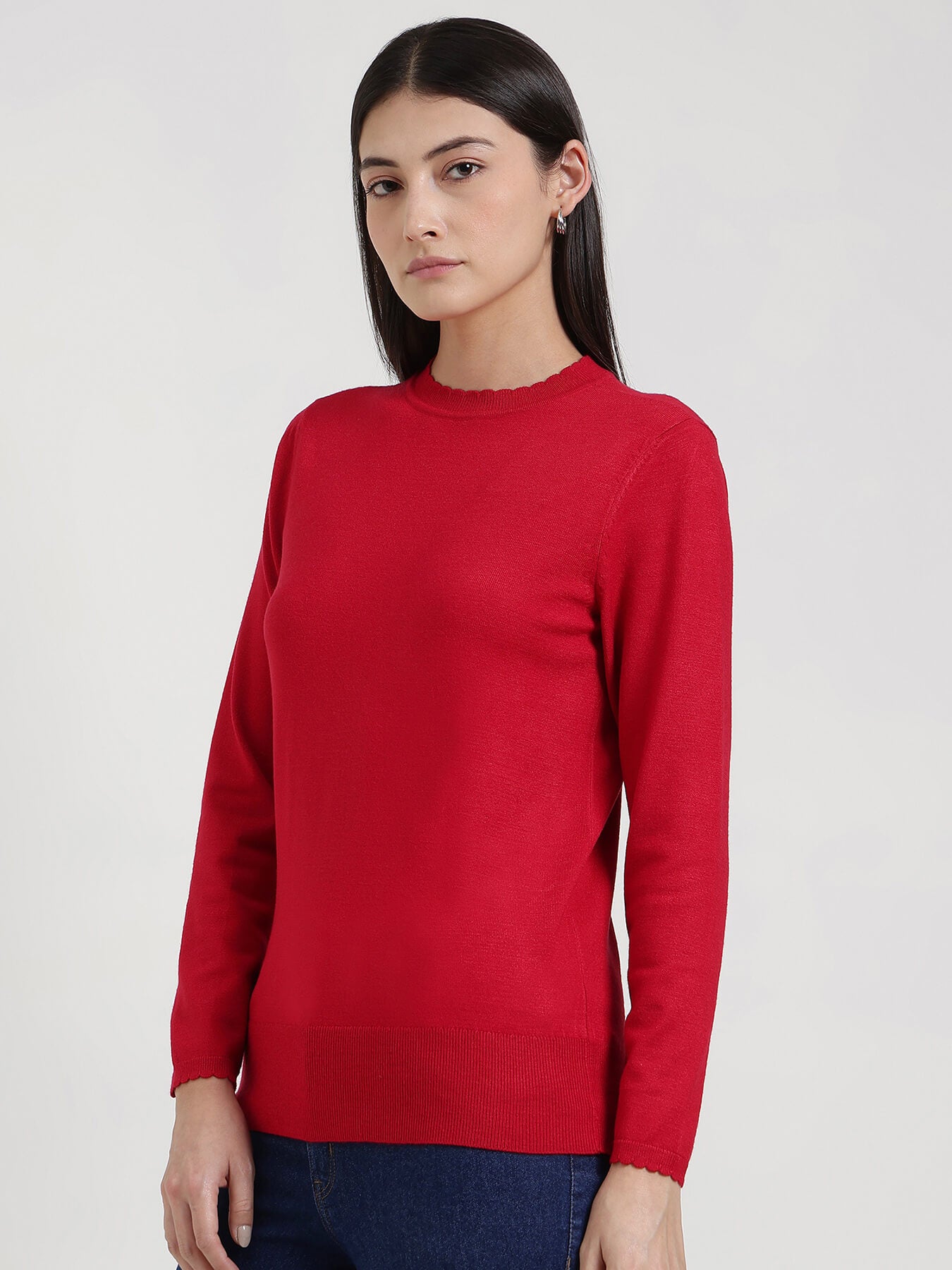 LivSoft Round Neck Sweater - Red