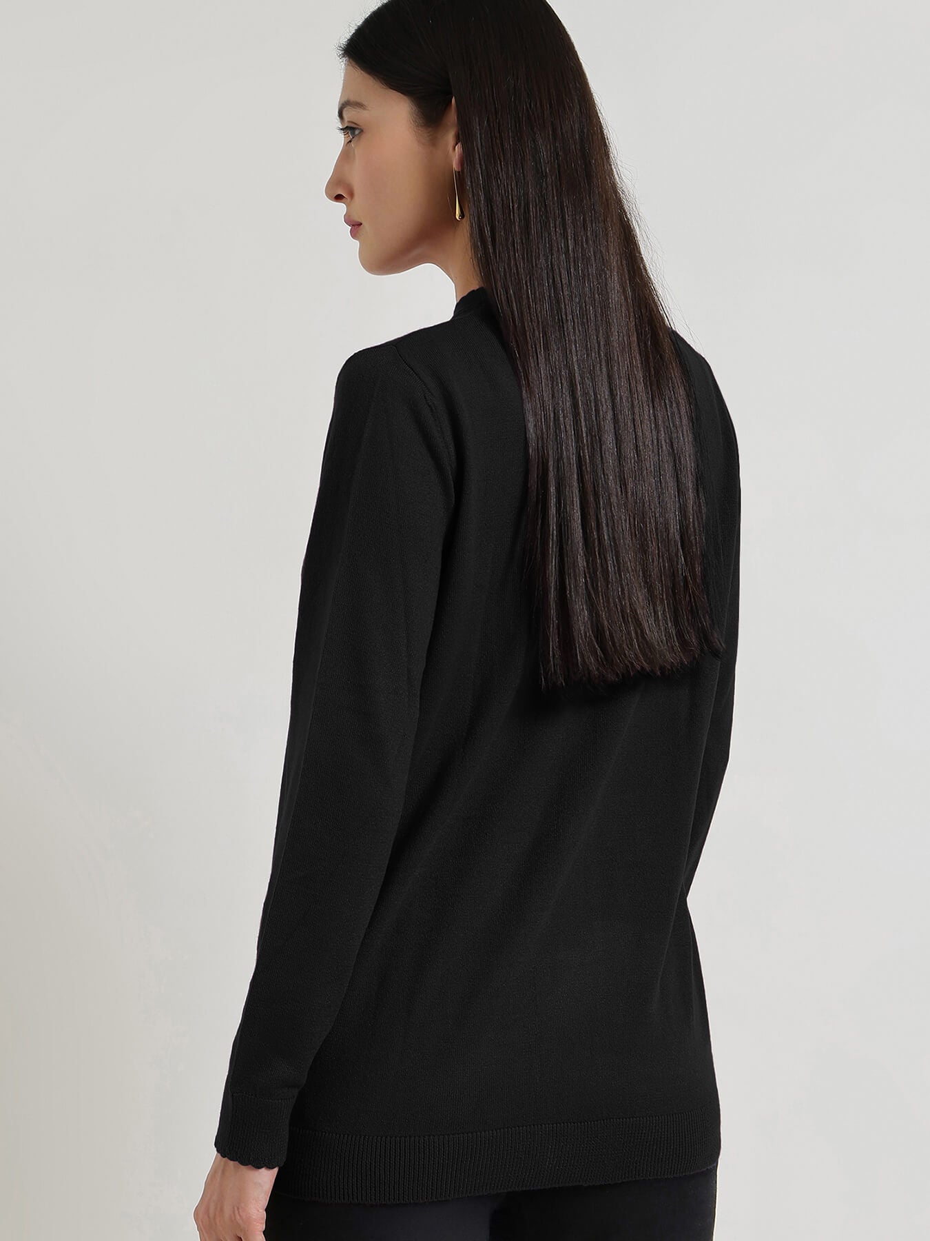 LivSoft Round Neck Cardigan - Black