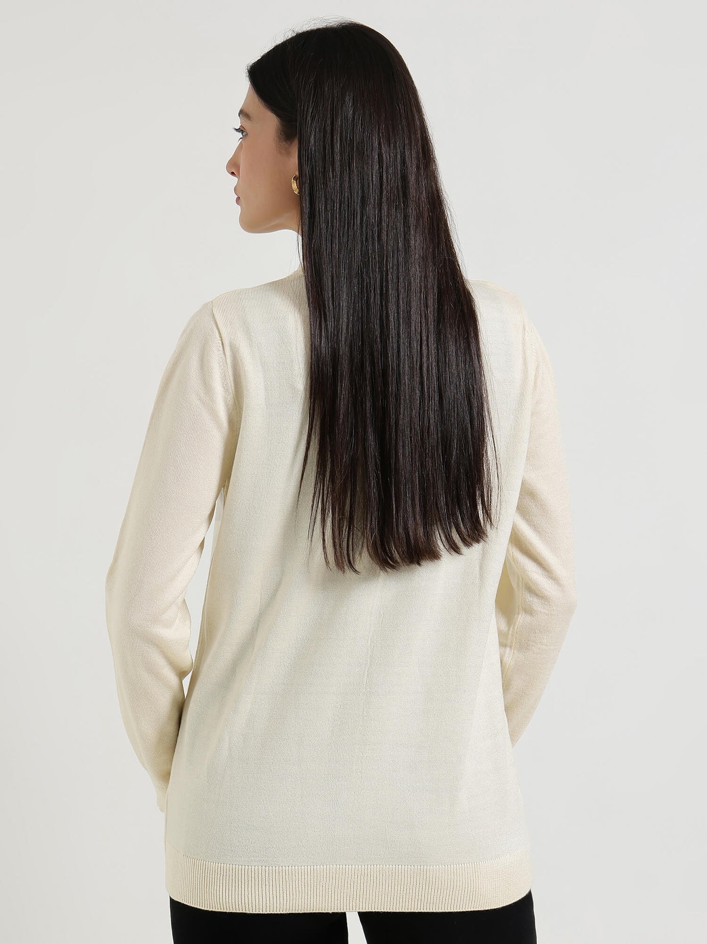 LivSoft Round Neck Cardigan - Off White