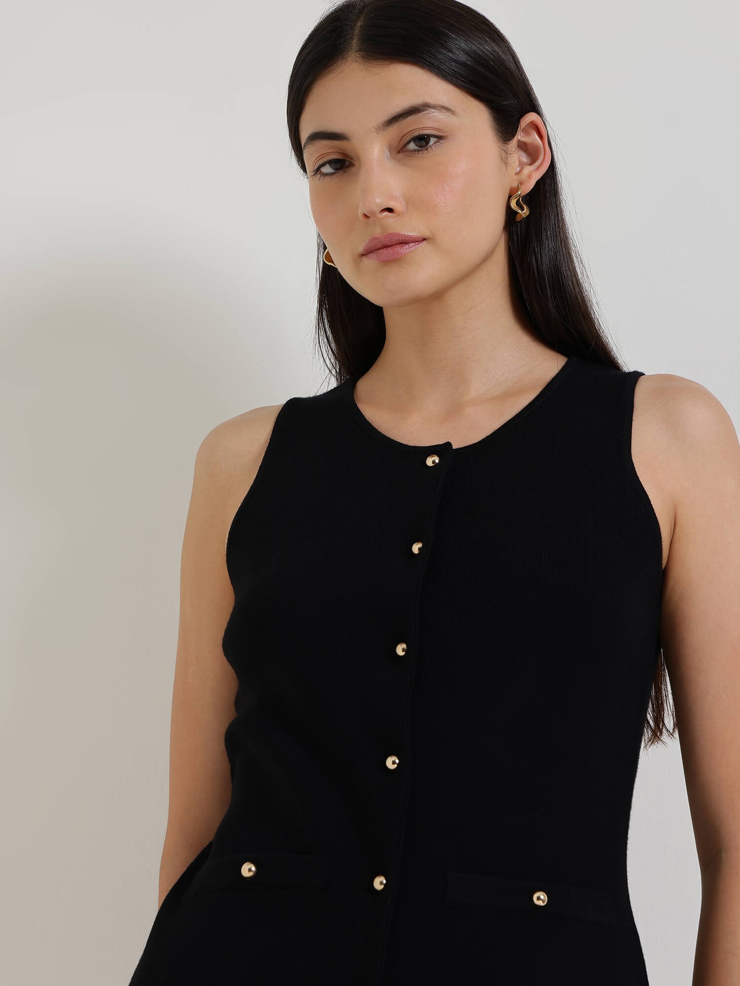 Ultra LivSoft Sleeveless Open Vest - Black