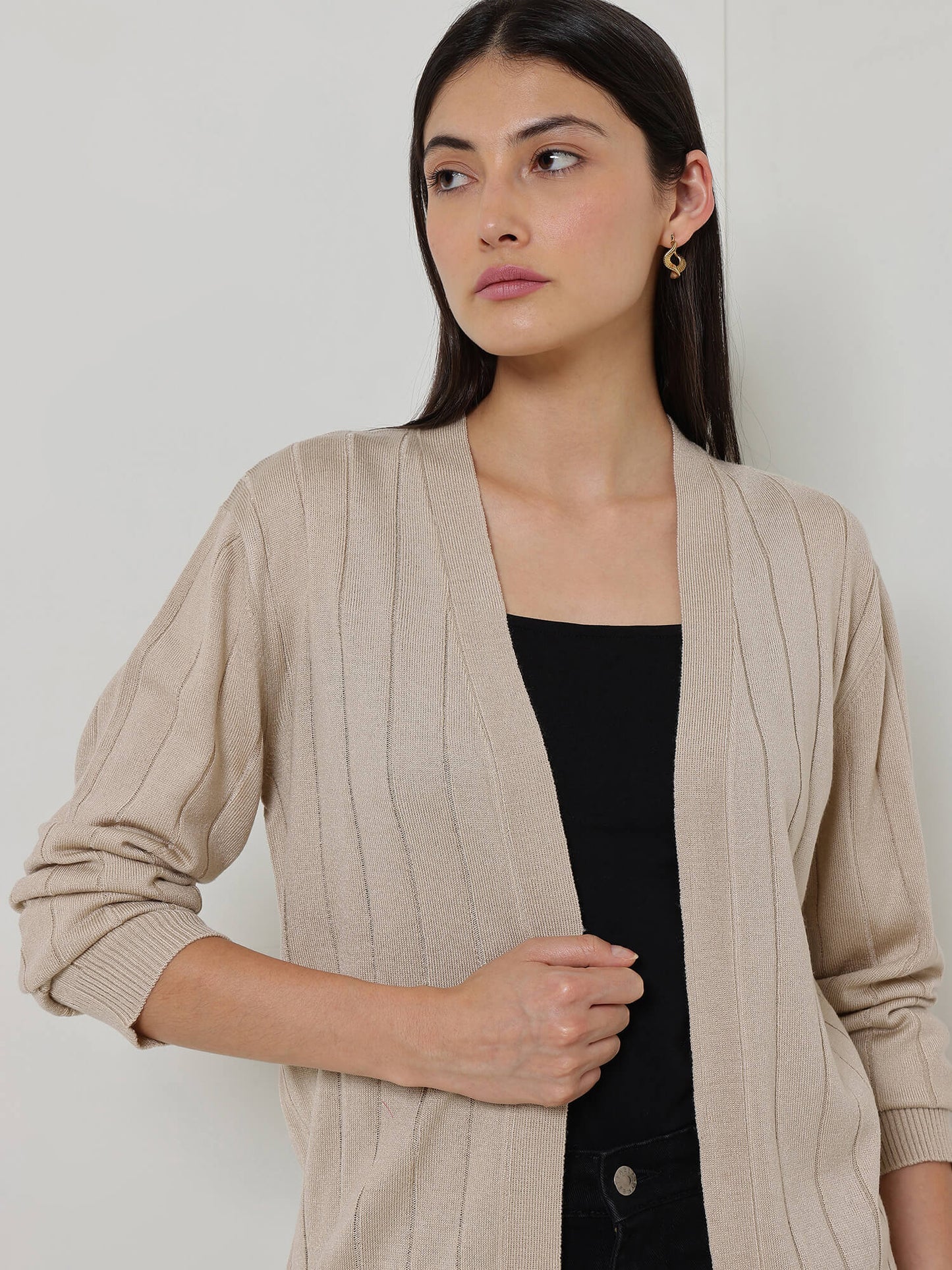 LivSoft V-Neck Shrug - Beige