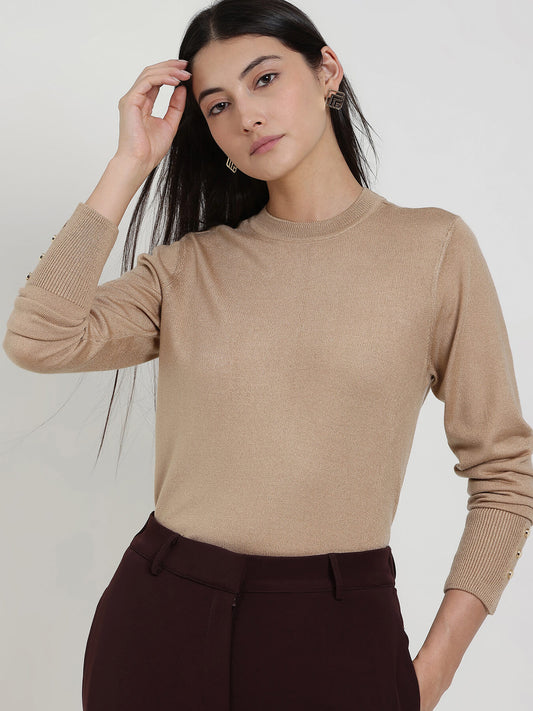 LivSoft Round Neck Sweater - Beige