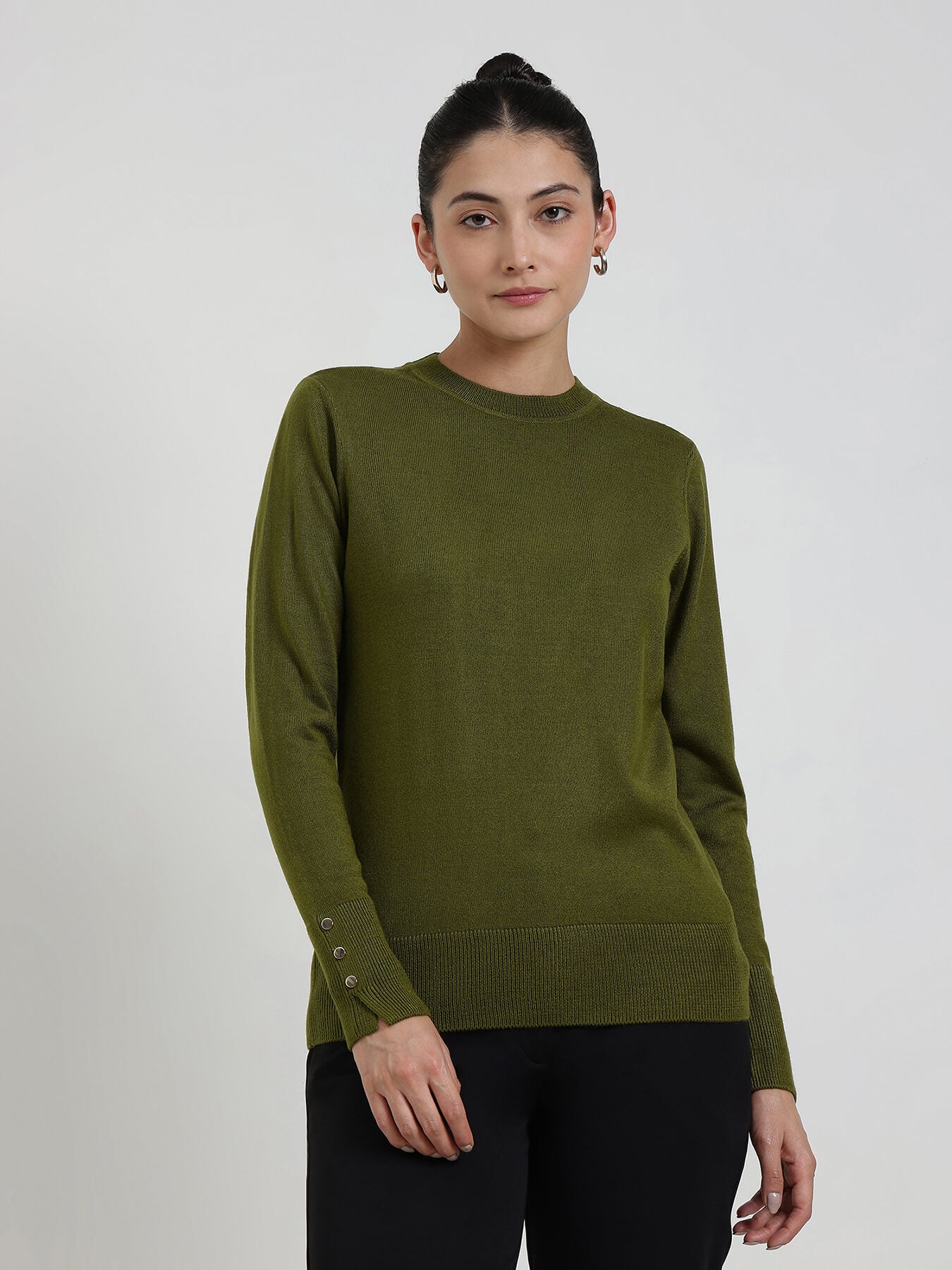 LivSoft Round Neck Sweater - Olive