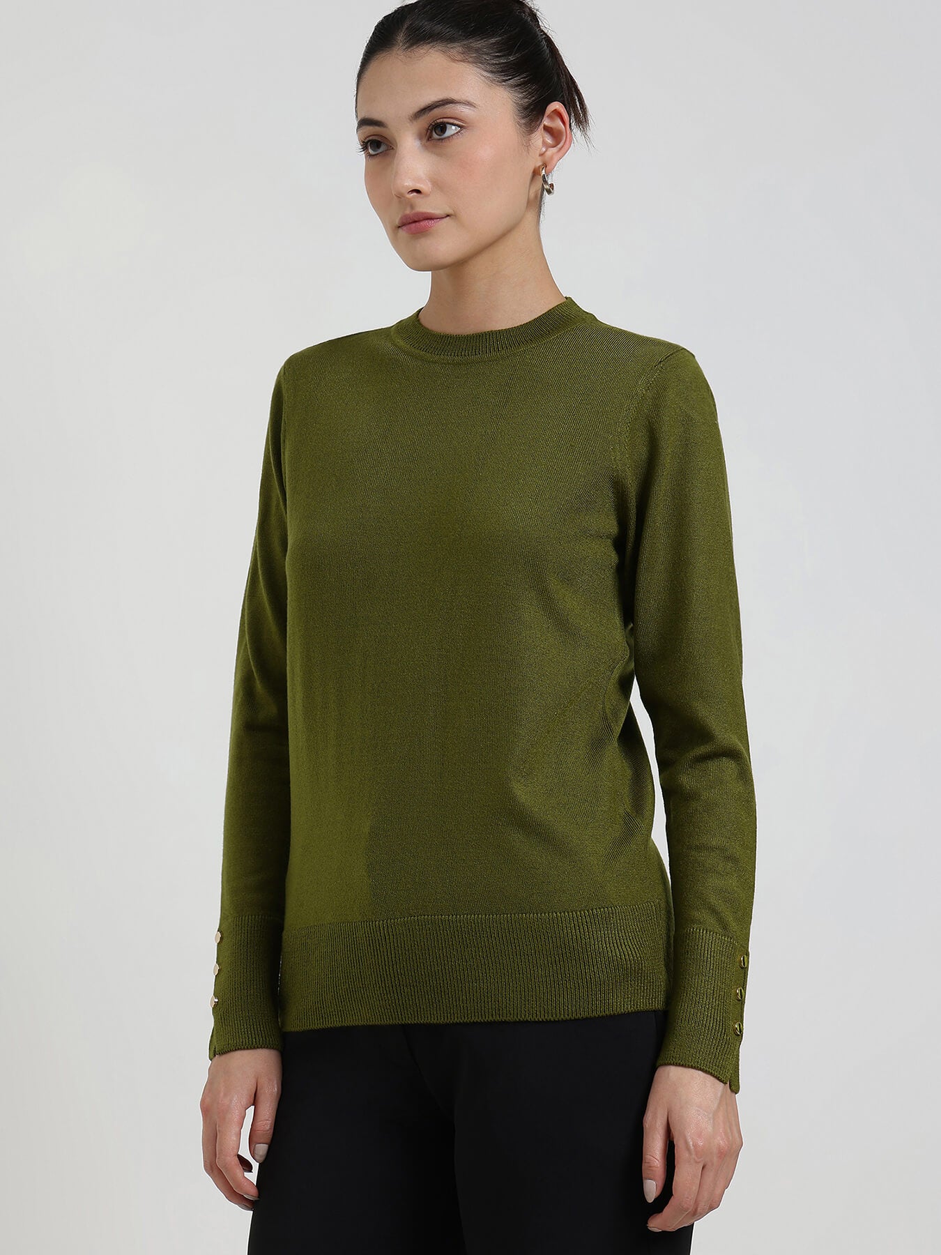 LivSoft Round Neck Sweater - Olive