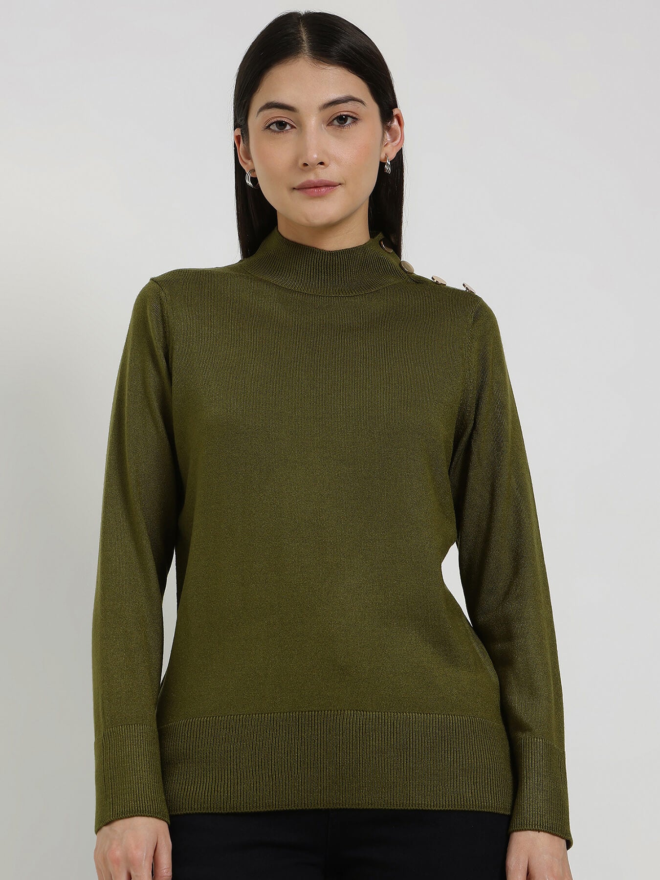 LivSoft High Neck Sweater - Olive