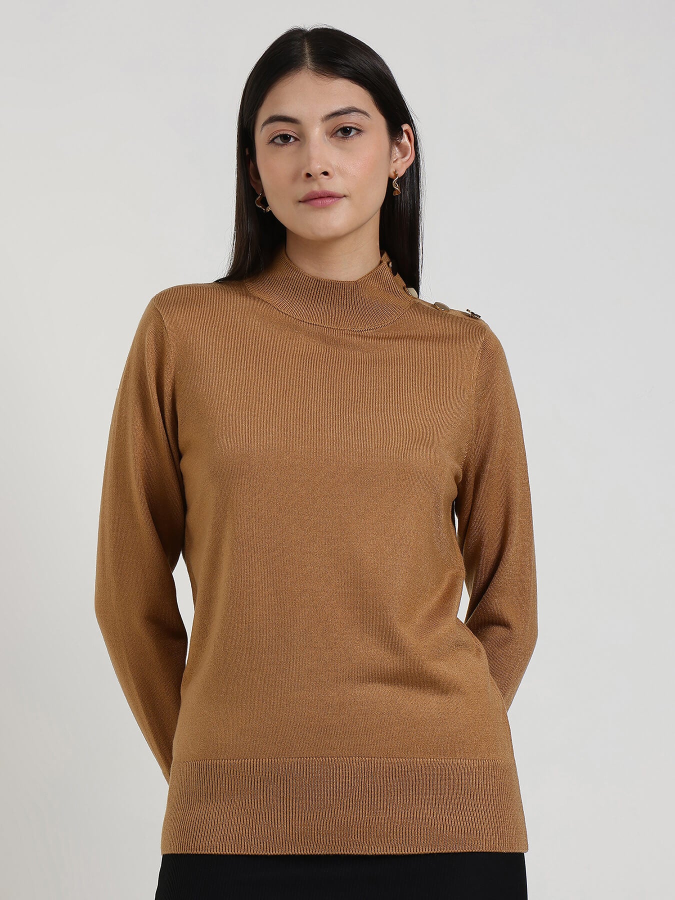 LivSoft High Neck Sweater - Brown