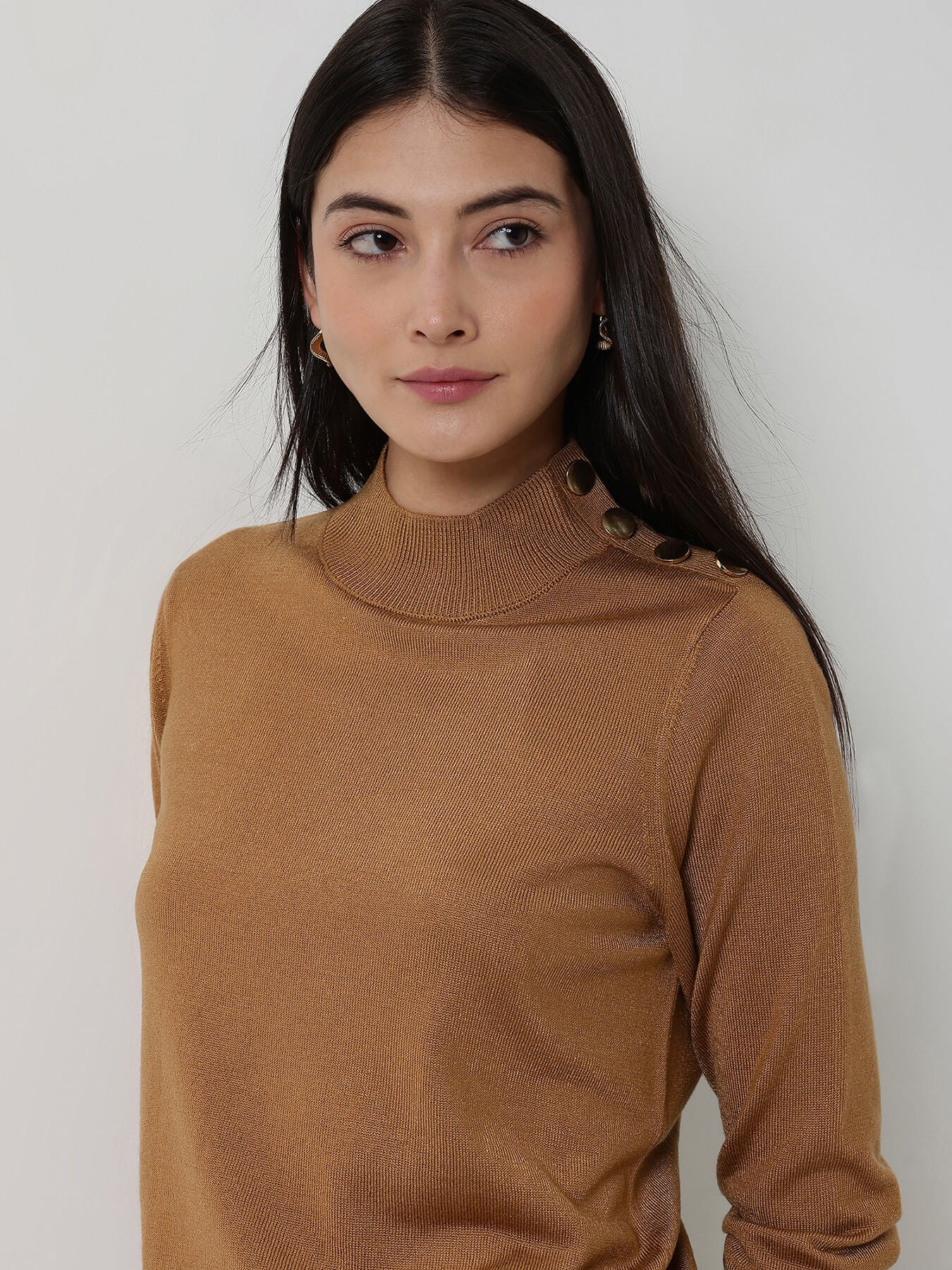 LivSoft High Neck Sweater - Brown