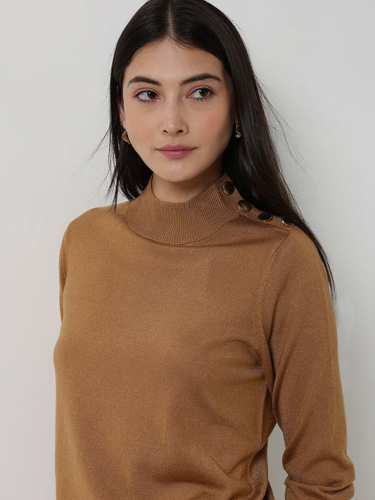 LivSoft High Neck Sweater - Brown