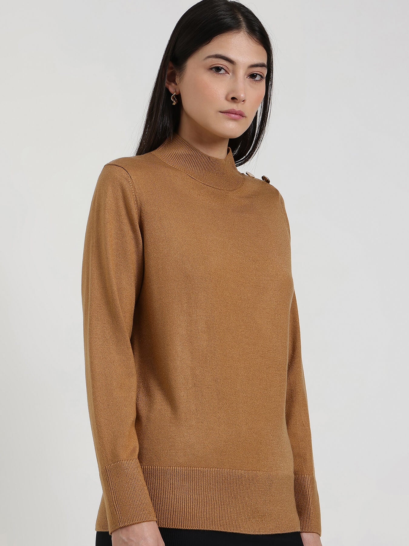 LivSoft High Neck Sweater - Brown