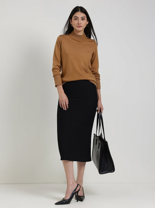 LivSoft High Neck Sweater - Brown