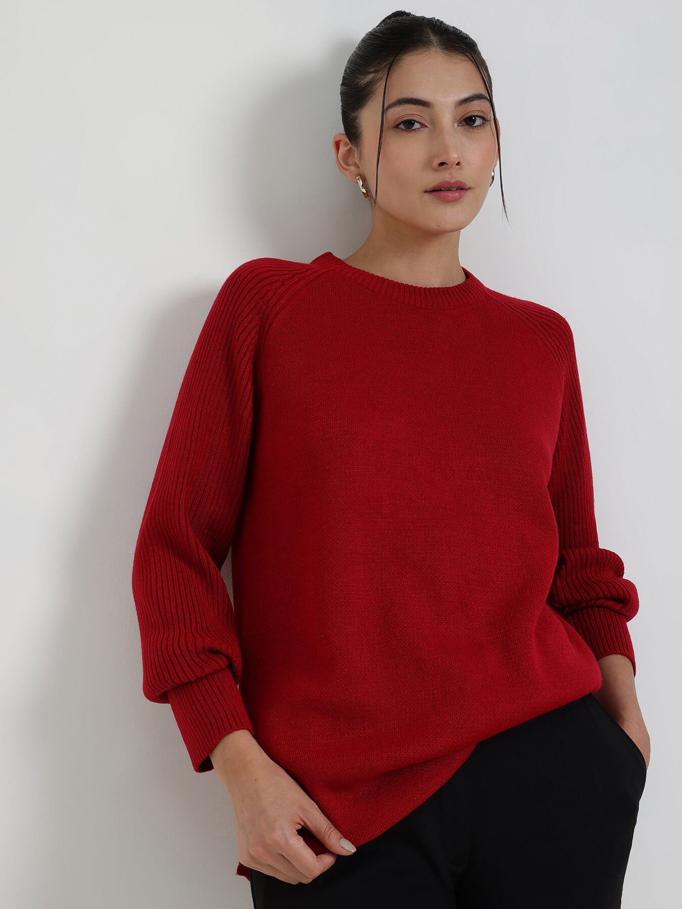 LivSoft Round Neck Pullover - Red