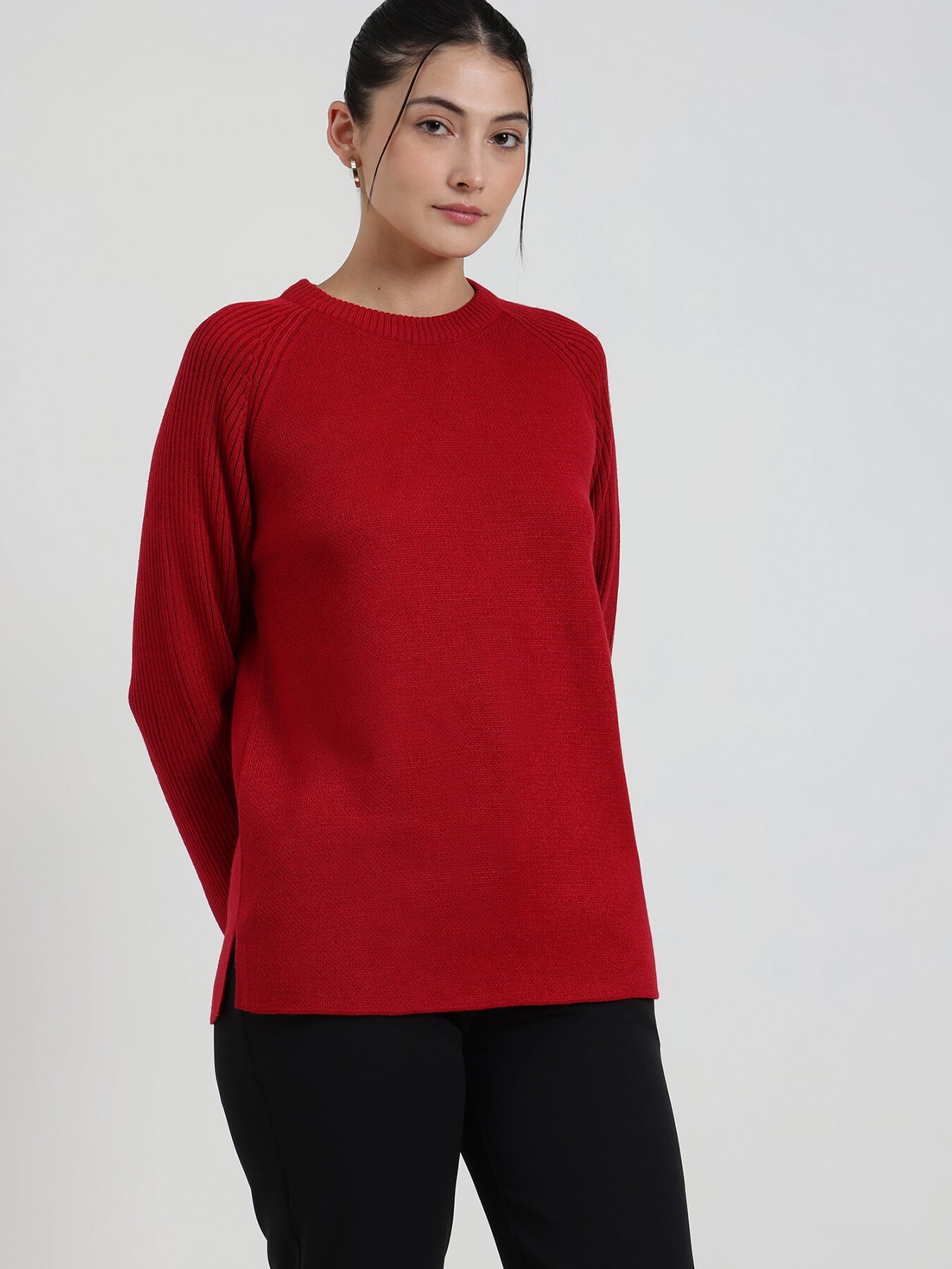 LivSoft Round Neck Pullover - Red