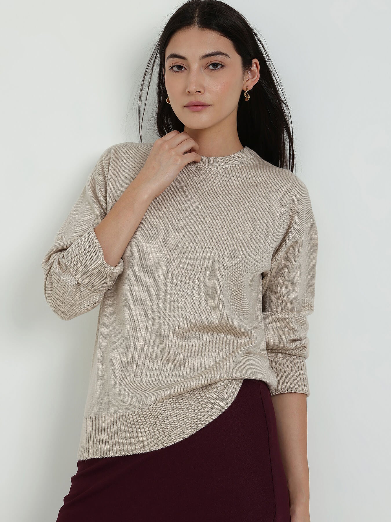 LivSoft Round Neck Sweater - Beige