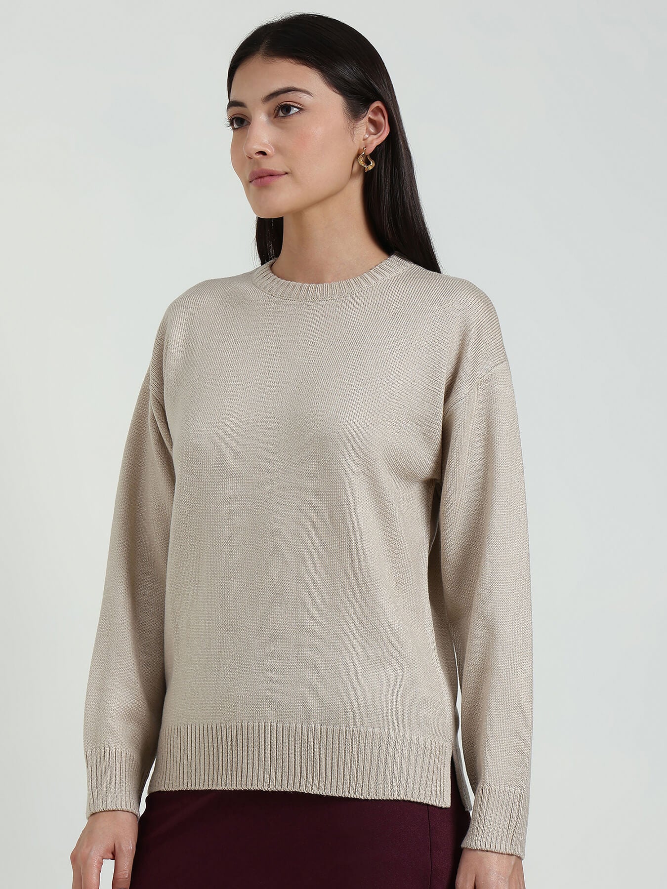 LivSoft Round Neck Sweater - Beige