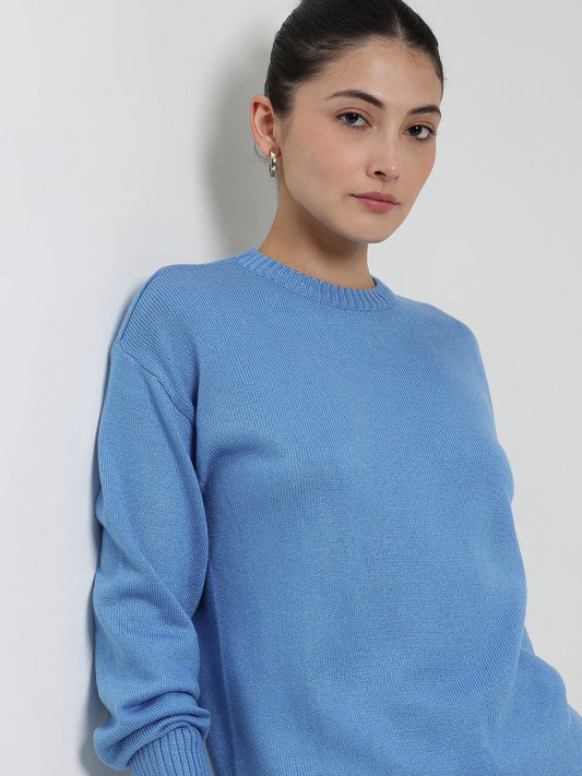 LivSoft Round Neck Sweater - Blue