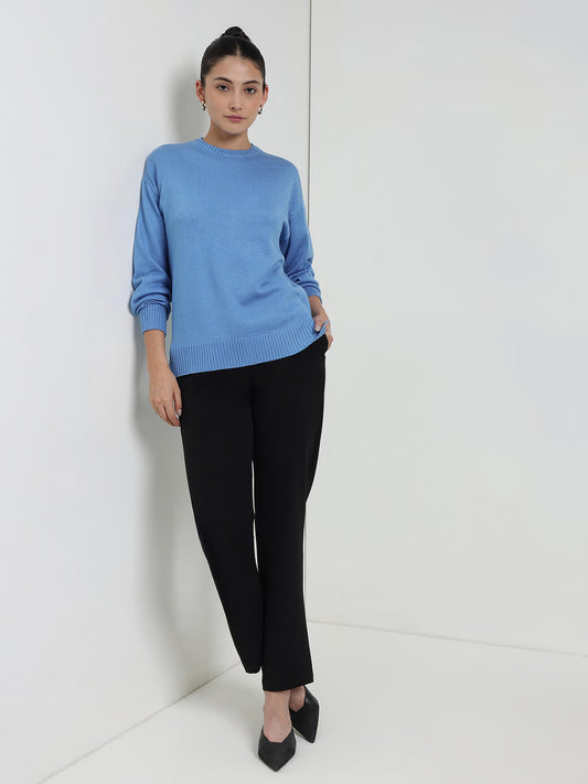 LivSoft Round Neck Sweater - Blue