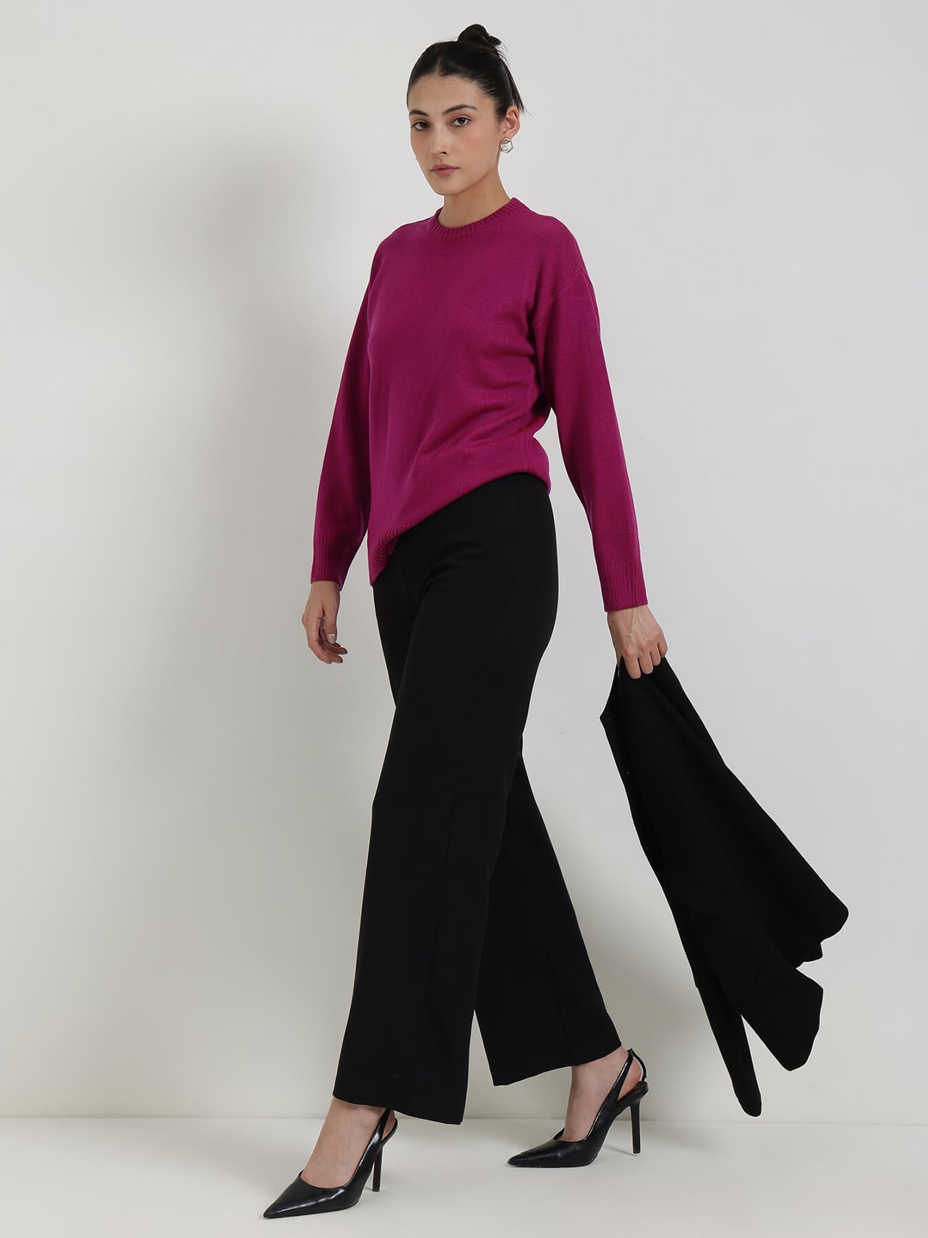 LivSoft Round Neck Sweater - Fuchsia