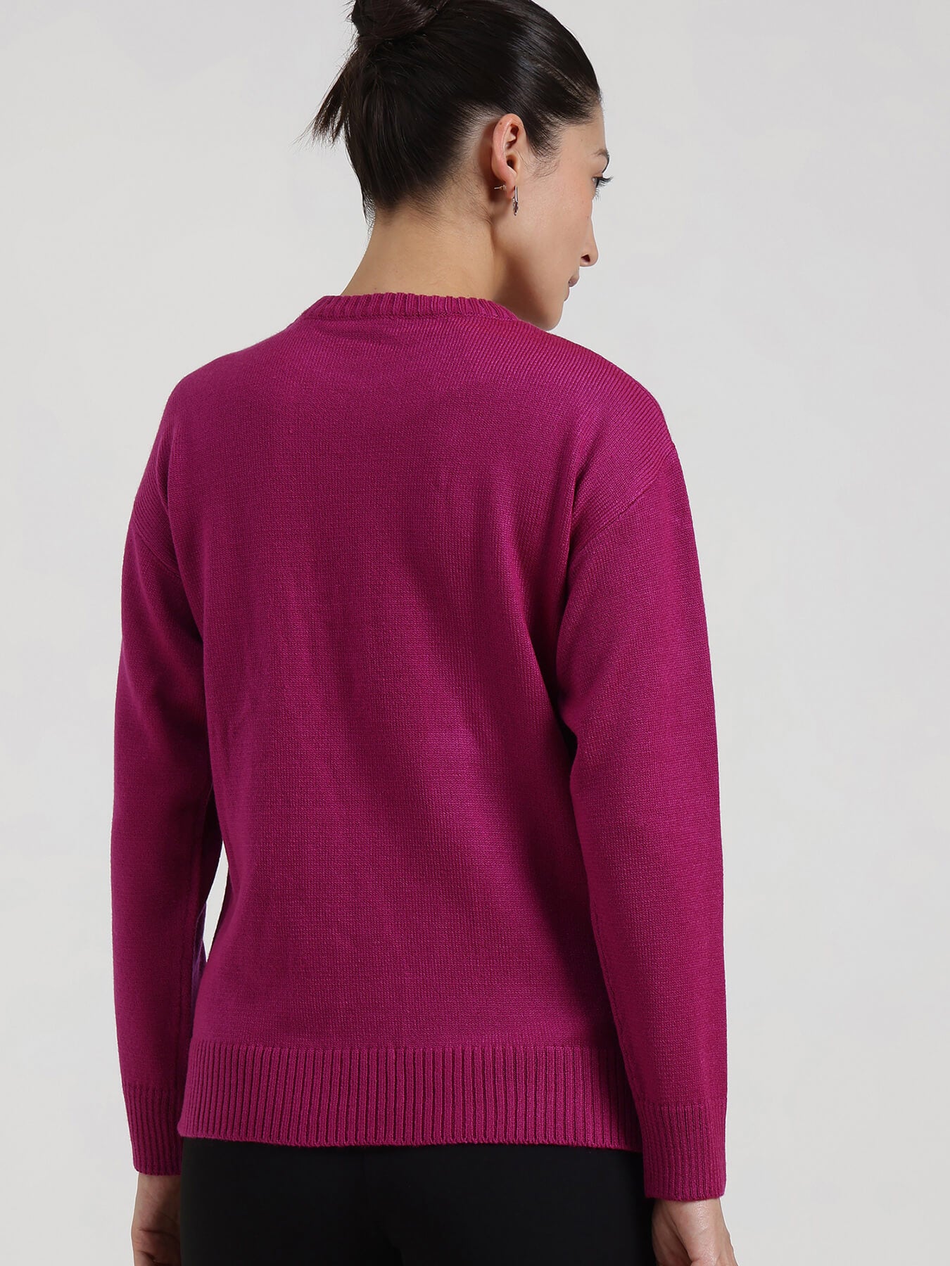 LivSoft Round Neck Sweater - Fuchsia