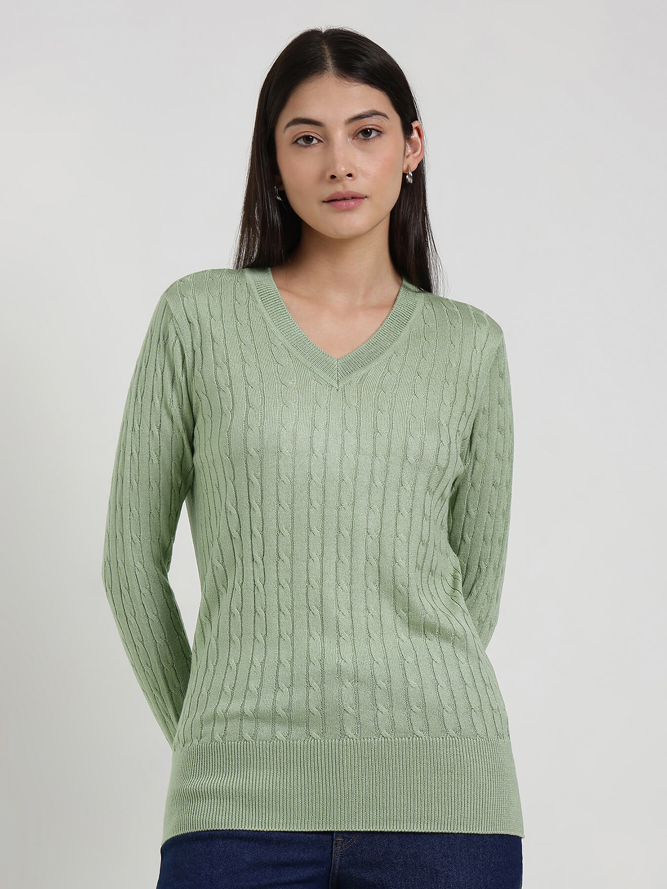 LivSoft V-Neck Sweater - Green