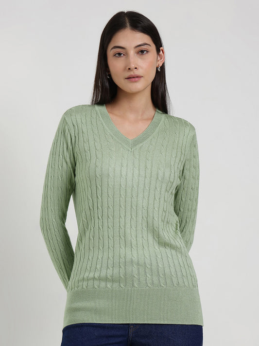 LivSoft V-Neck Sweater - Green