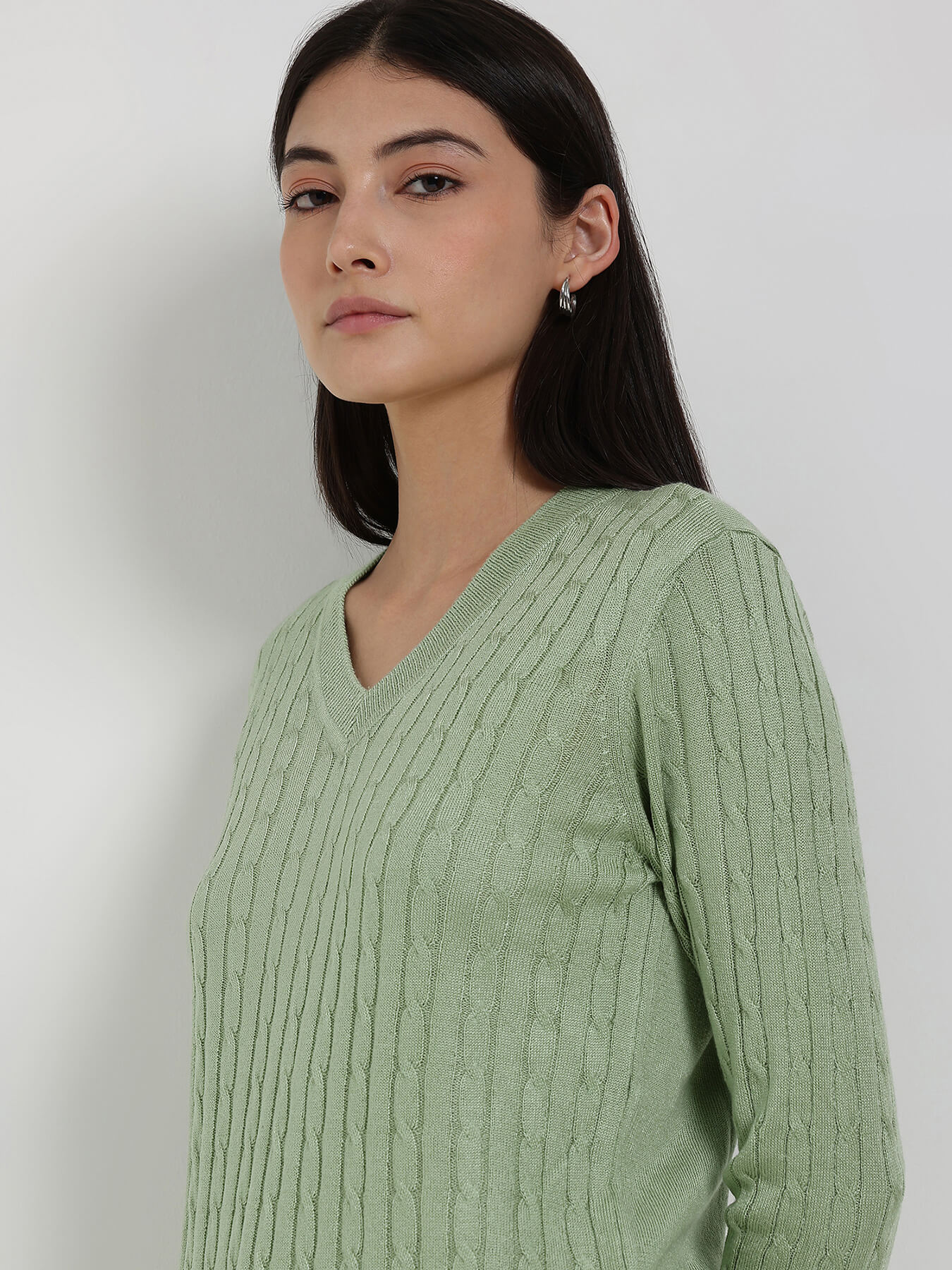 LivSoft V-Neck Sweater - Green