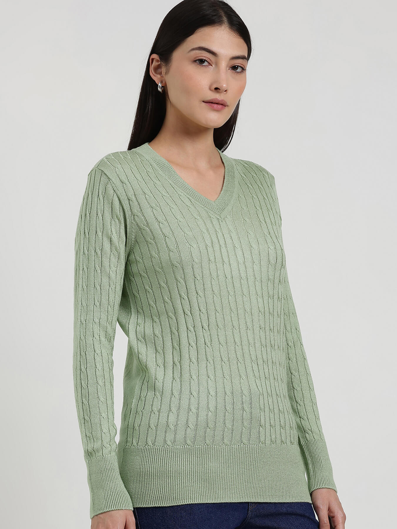 LivSoft V-Neck Sweater - Green