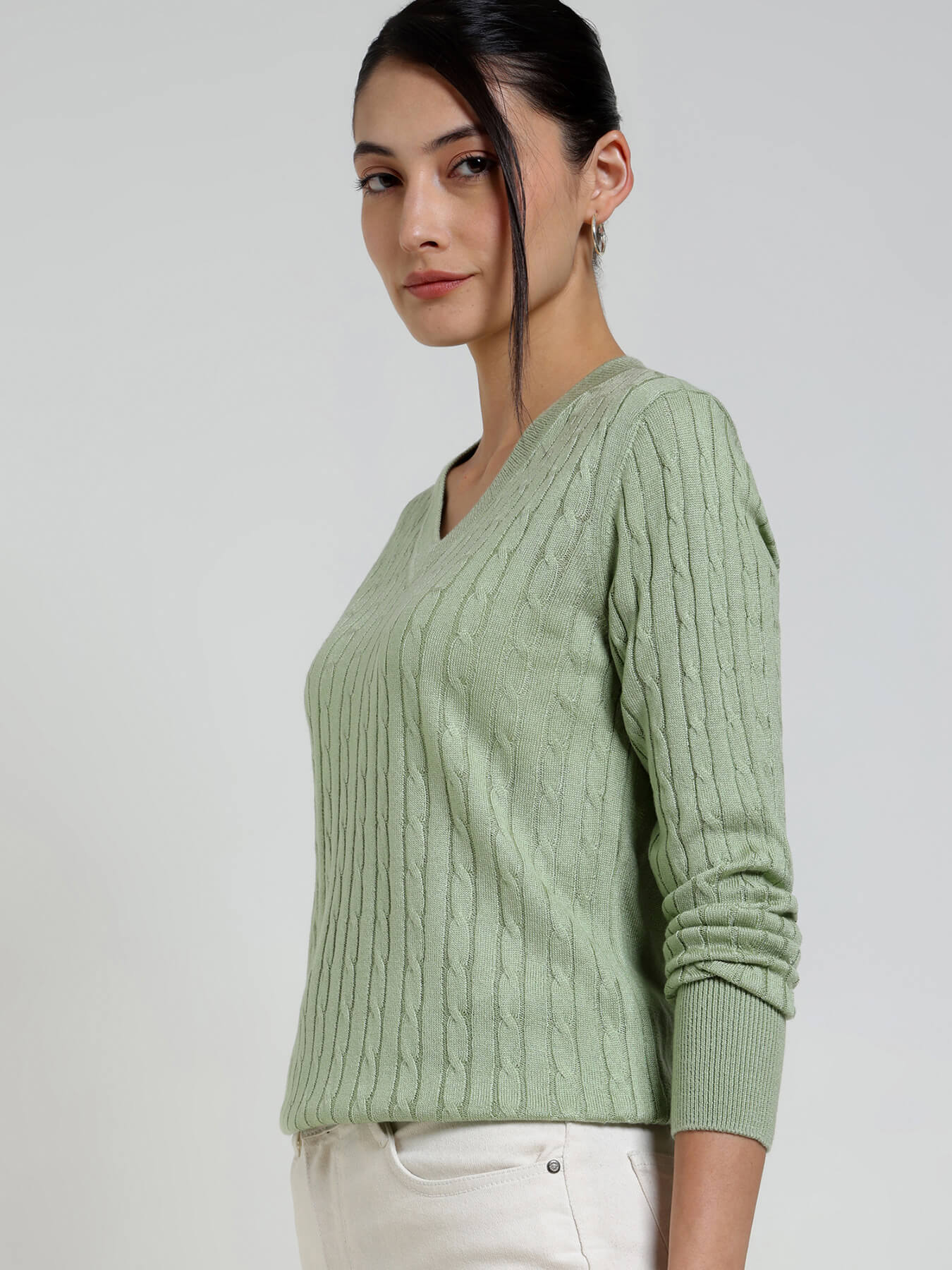 LivSoft V-Neck Sweater - Green