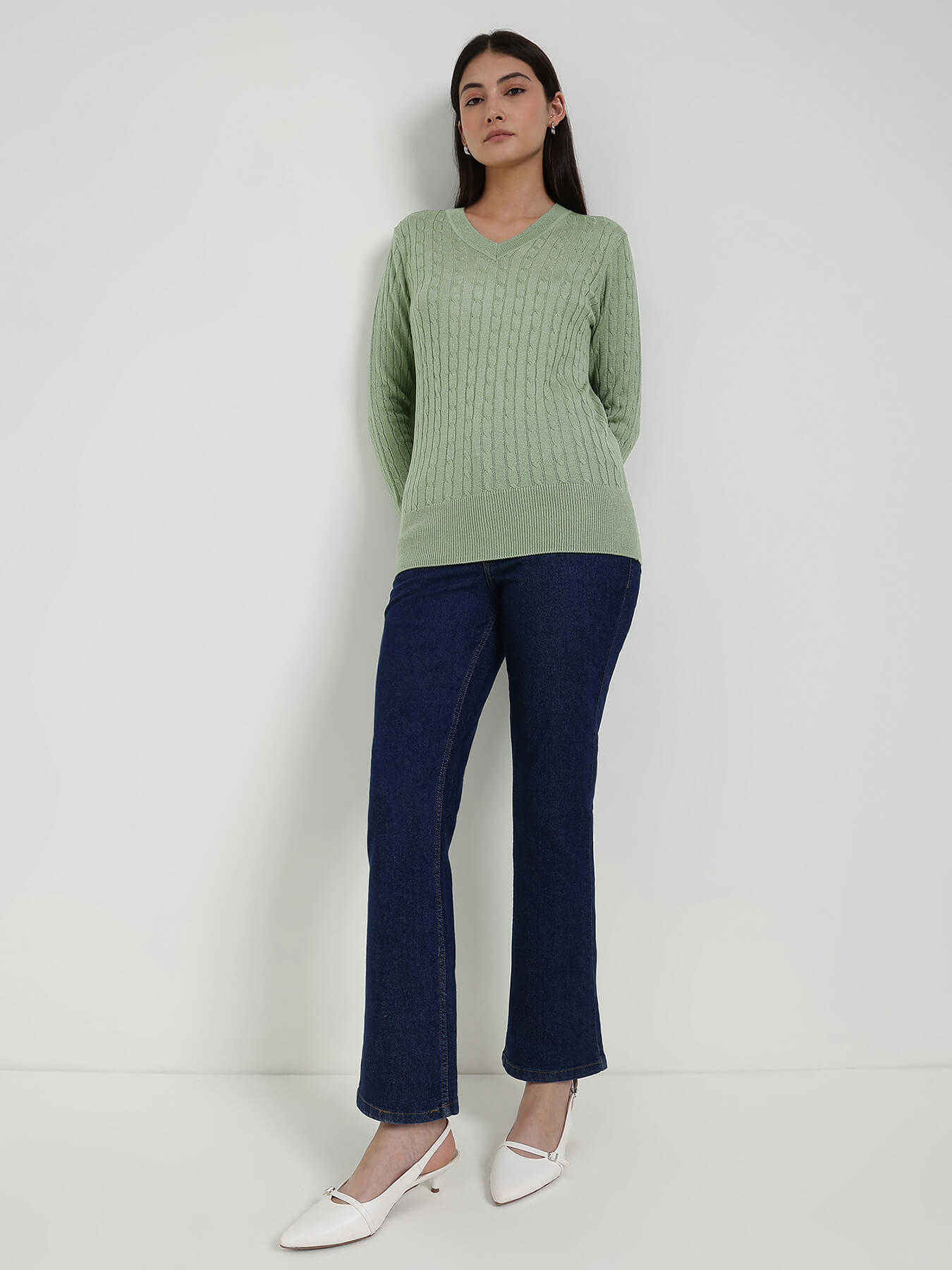 LivSoft V-Neck Sweater - Green