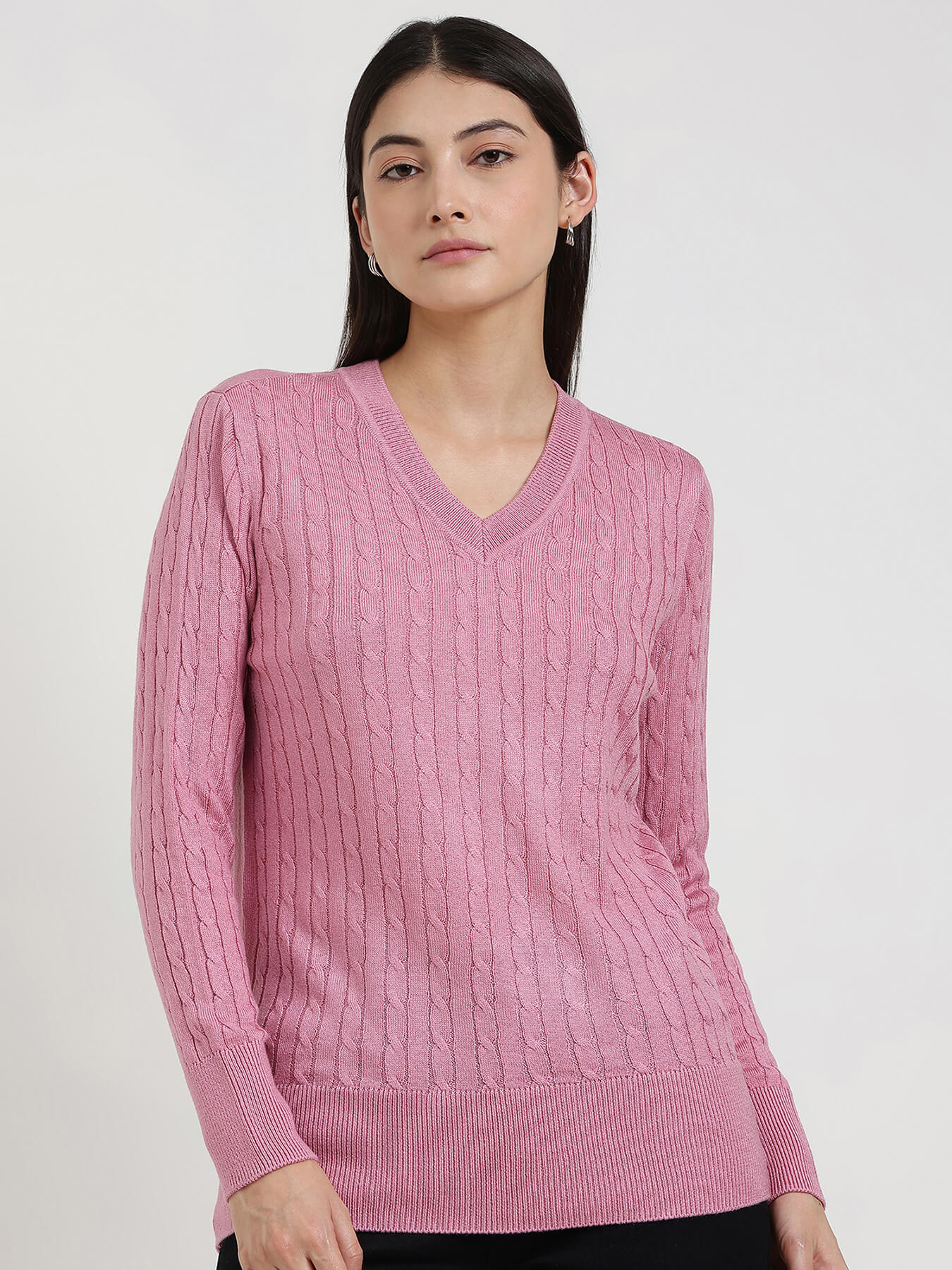 LivSoft V-Neck Sweater - Pink