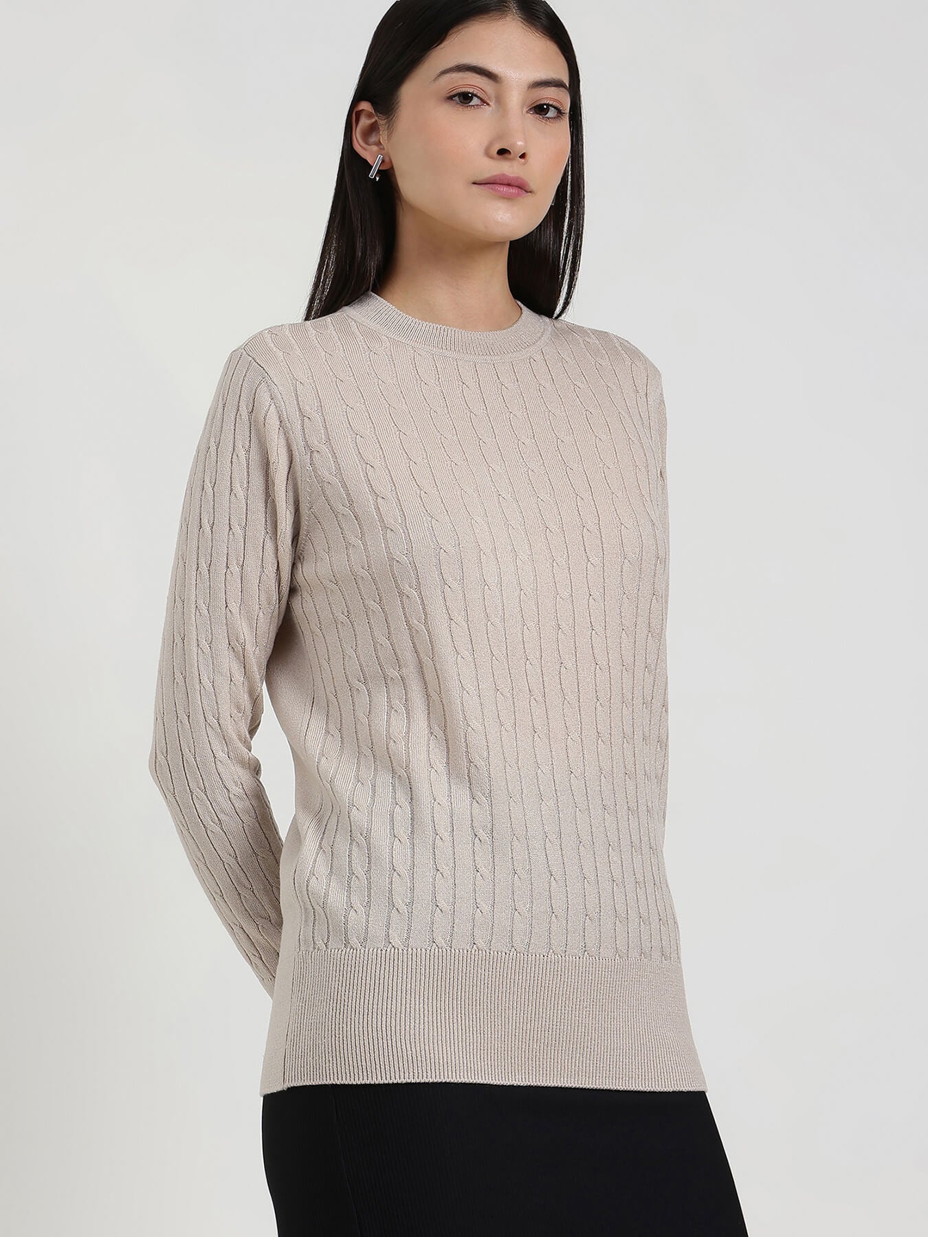 LivSoft Round Neck Sweater - Beige