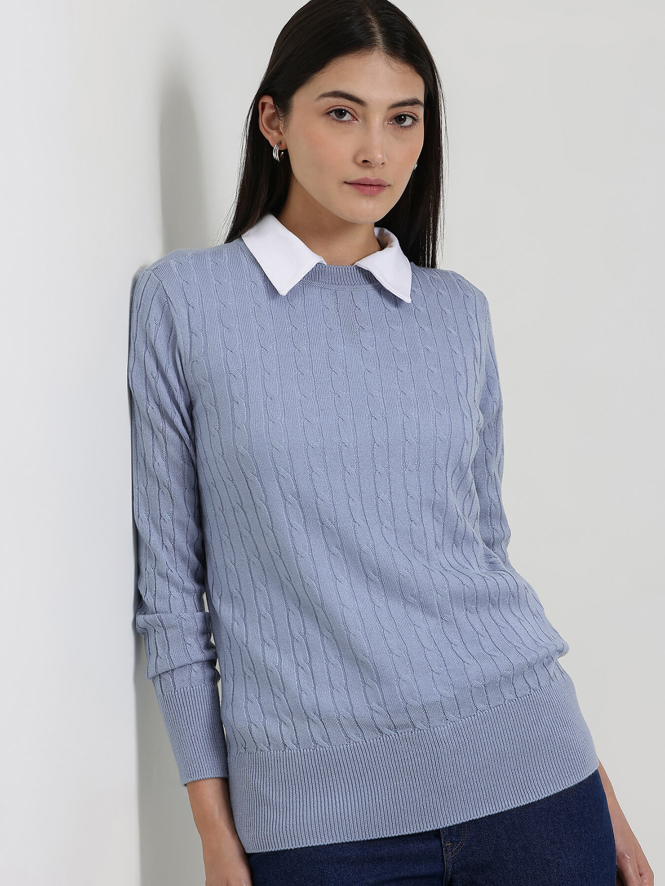 LivSoft Round Neck Sweater - Light Blue