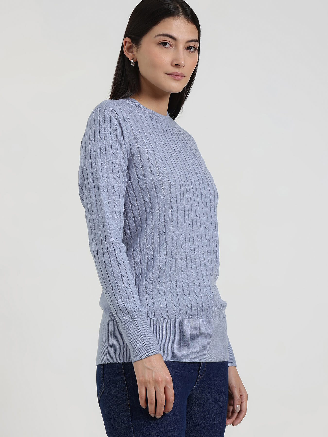 LivSoft Round Neck Sweater - Light Blue