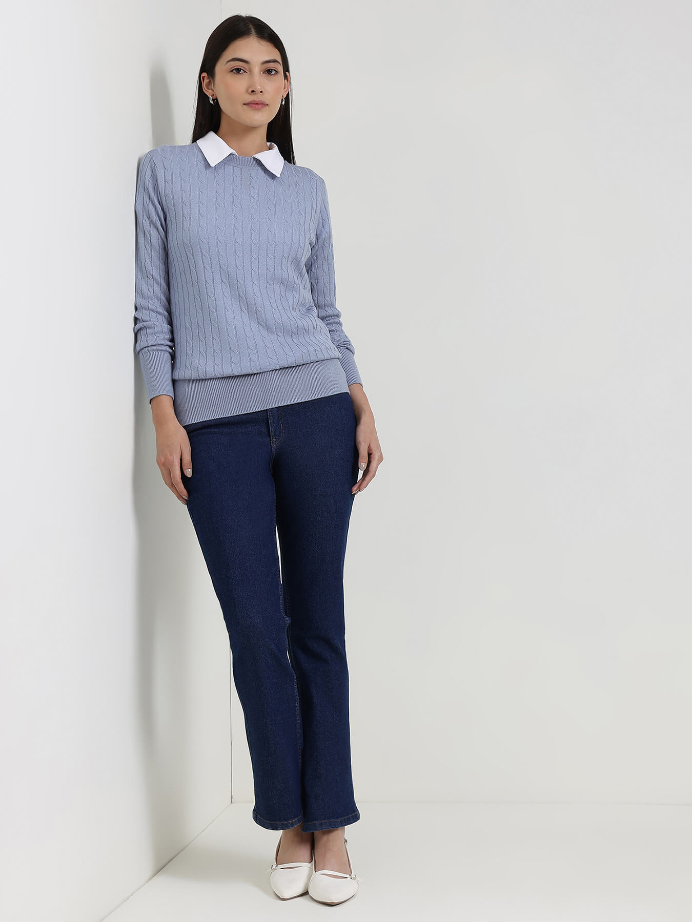 LivSoft Round Neck Sweater - Light Blue
