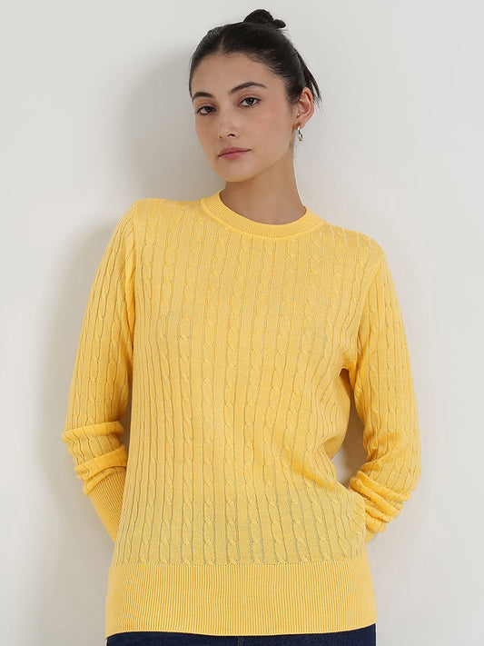 LivSoft Round Neck Sweater - Yellow