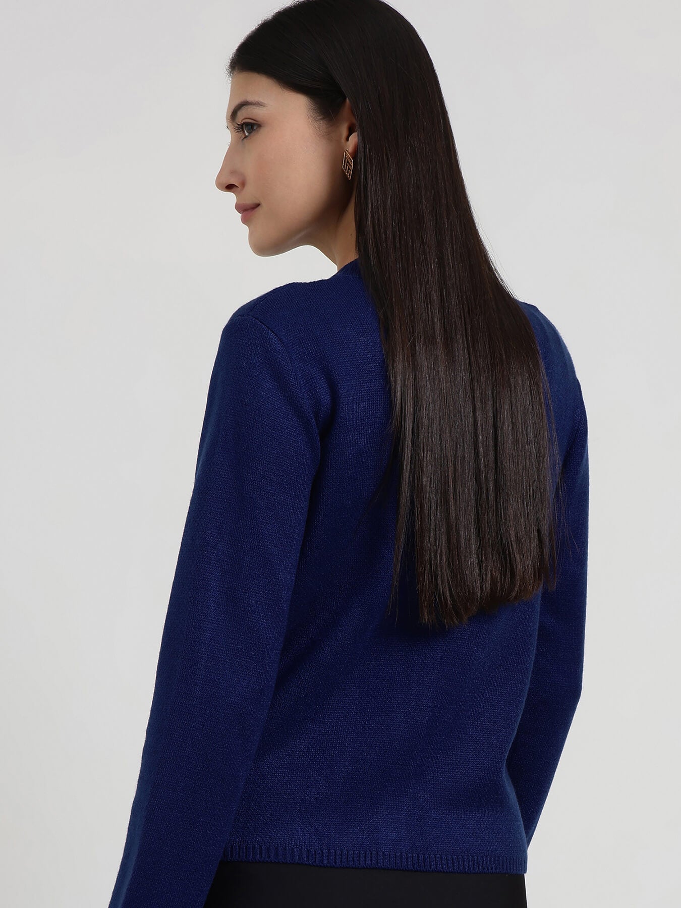 LivSoft Round Neck Cardigan - Navy Blue