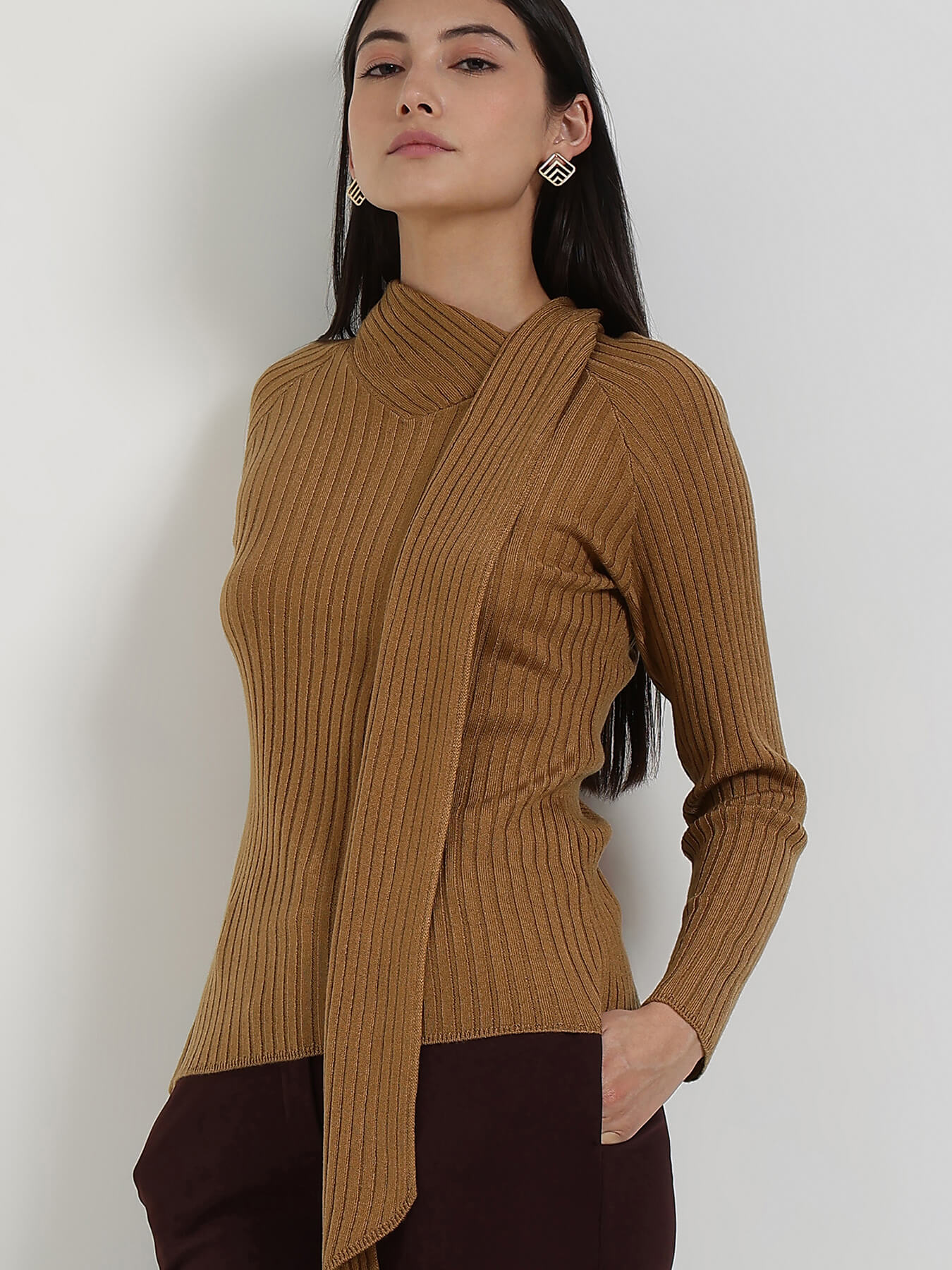 LivSoft High Neck Sweater - Light Brown